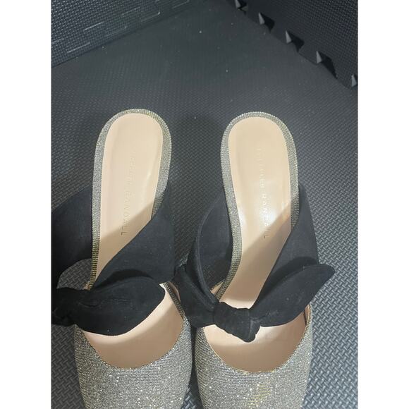 Loeffler Randall Flora Suede and Glitter Bow Mule Heels Size 8.5 B - Picture 4 of 8